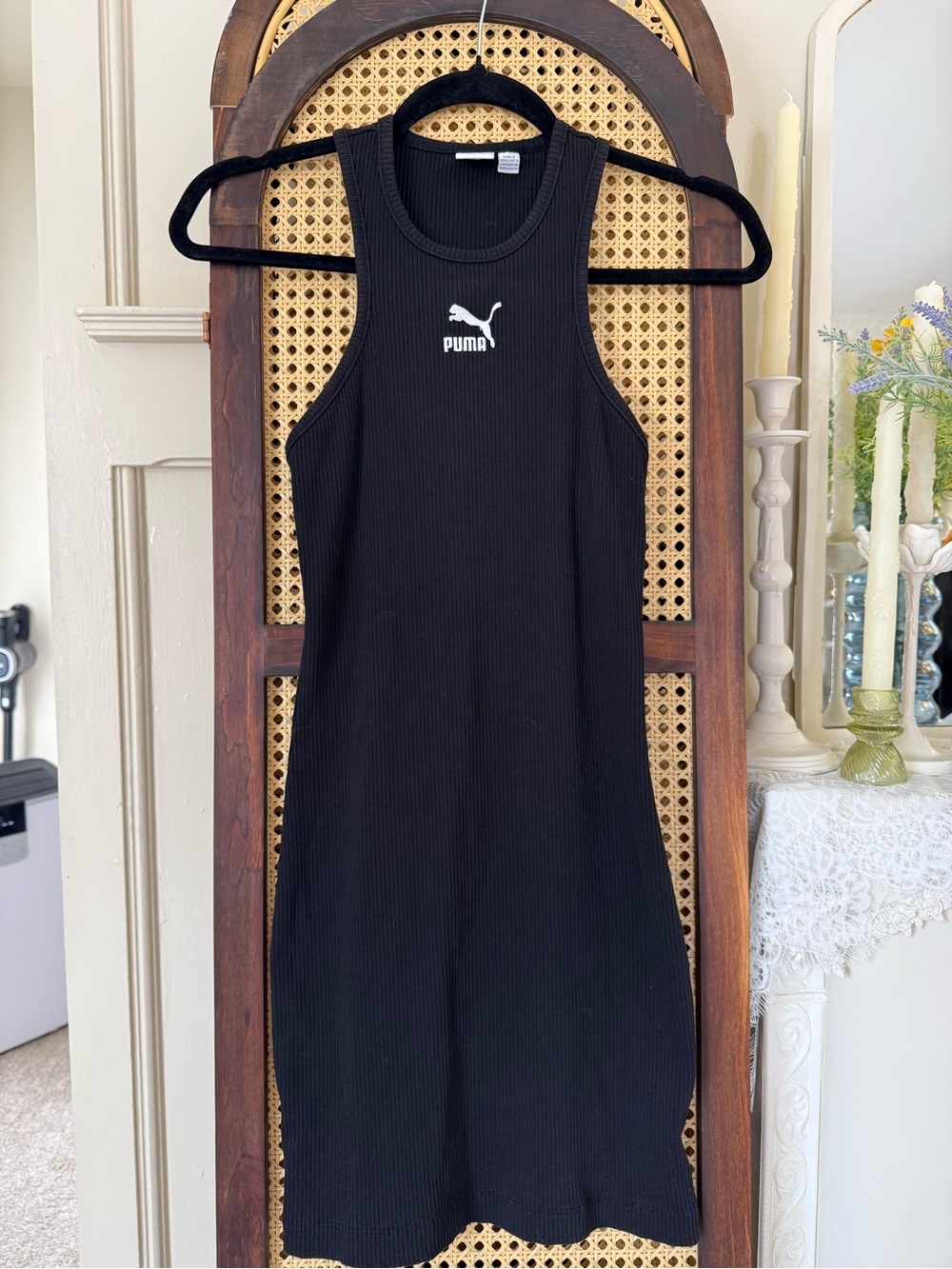 PUMA Girls' Black Ribbed Tank Dress